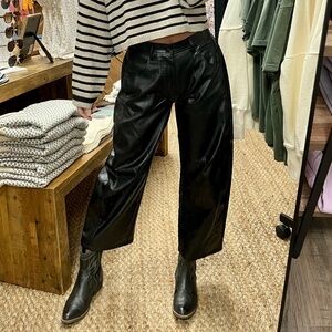 NWT MIOU MUSE Vegan Leather Barrel Pants